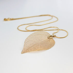 Gold-tone Leaf Pendant Necklace